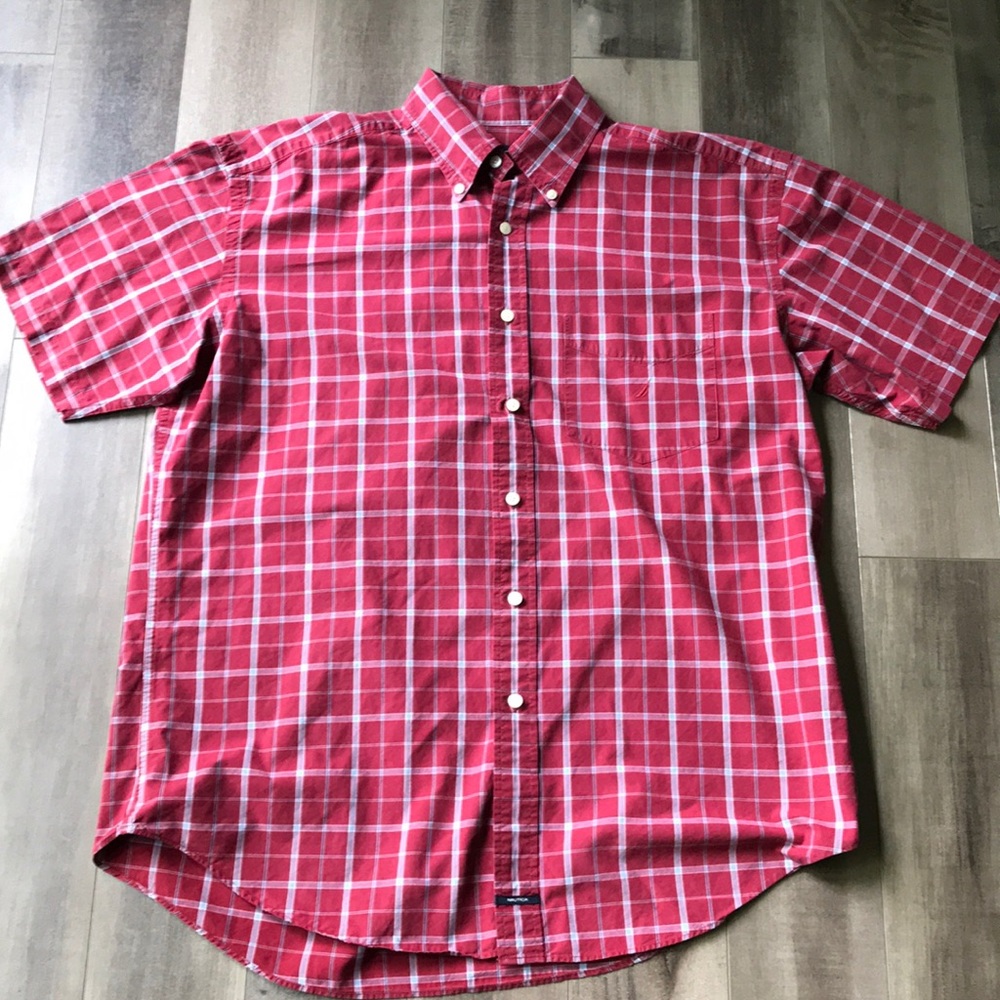 Nautica Short Sleeve Plaid Shirt Size XL